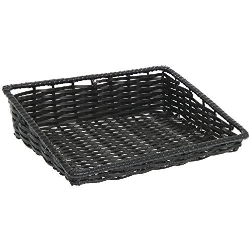 HUBERT Wicker Look Tapered Storage Basket, Rectangular Black- 15 1/2"L x 12"D x 1 1/2" to 4"H - color: Black, size: 15.5"Lx12"Dx1.5-4"H