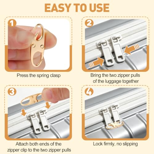 AgePlace 6 Pack Zipper Clips Anti Theft, Double Opening Zipper Lock for Backpacks & Luggage, Zinc Alloy Zipper Pull Replacement, Small Carabiner Clip for Purses, Crossbody Bags & Travel Essentials - color: Gold