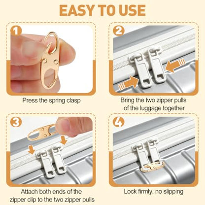 AgePlace 6 Pack Zipper Clips Anti Theft, Double Opening Zipper Lock for Backpacks & Luggage, Zinc Alloy Zipper Pull Replacement, Small Carabiner Clip for Purses, Crossbody Bags & Travel Essentials - color: Gold