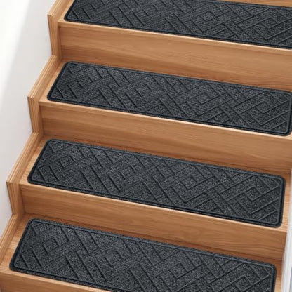 Non Slip Stair Treads for Wooden Steps, 15 Pack 8"x30", Dark Grey - color: Dark Grey, size: 8" x 30"