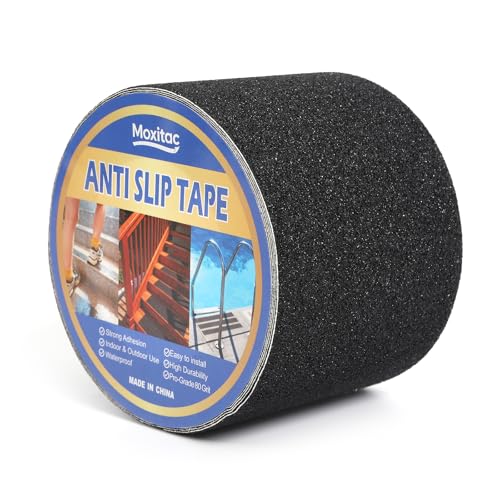 Heavy Duty Anti Slip Traction Tape 4" x 38 FT, 80 Grit Waterproof High Friction Grip Tape for Indoor Outdoor Stairs, Pool, Ramps, Garage, Home & Commercial Use - color: Black, size: 4" x 38 FT