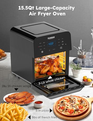 Nuwave Brio Air Fryer Oven, 15.5Qt X-Large Family Size, Powerful 1800W - size: 15.5Qt