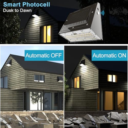 Lightdot 4Pack 200W LED Wall Pack Lights, 100-277v Full Cut Off Dusk to Dawn Photocell, 30000Lm(150Lm/W) 5000K IP65 Outdoor Exterior Lighting for Garage,Warehouse,Yard,Building,Factory,ETL