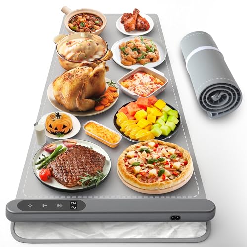 Silicone Food Warming Mat Extra Large 42 x 15 Inch with Heat-Resistant Mat, 500W Graphene, 6 Temp & 6H Timer, Rollable Electric Heating Mat - size: Extra Large Size:42" X 15"