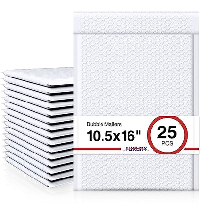 Fuxury White Bubble Mailers 10.5x16 Inch 25 Pack Self Seal Padded Envelopes - color: White, size: 10.5x16" 25PC