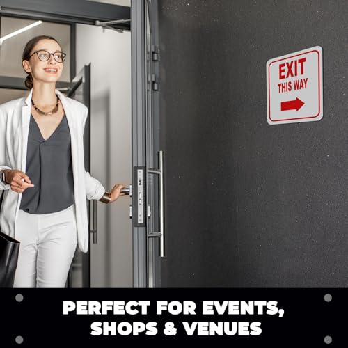 EXIT THIS WAY DIRECTIONAL UPWARD ARROW RED Aluminum Composite Outdoor Sign 20" x24" - color: Upward, size: 20" x24"