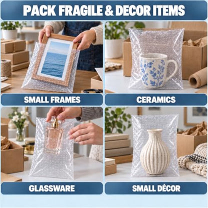 100PCS 4x8" Clear Bubble Pouches Wrap,Double Wall Cushioned Wrap,Shockproof - size: 100PCS 4x8"