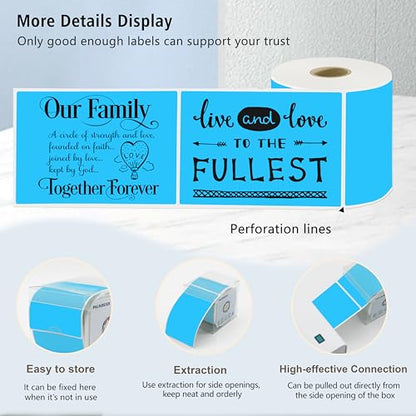 3x5 Inch Thermal Labels,Rectangle Sticker,300PCS Water & Oil Proof Shipping Labels with Strong Adhesive,Compatible with Zebra & Rollo,for Moving Boxes,Small Business & Inventory,Sky Blue - color: Sky Blue