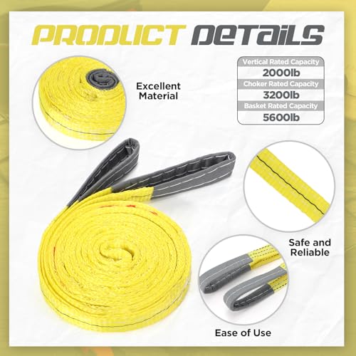 4 Pcs Lift Sling Straps, Yellow, 1'' X 10',5600lb - color: Yellow, size: 1'' X 10',5600lb