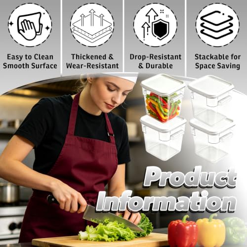 4 Pack 8QT Commercial Clear Food Storage Containers with Lid, NSF - color: White, size: 8Qt-4 Pack