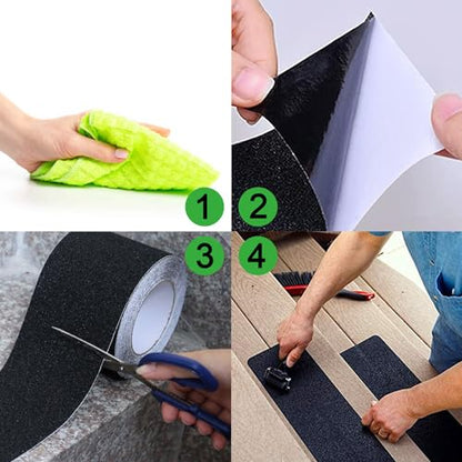COSIMIXO 12" x 35Ft Heavy Duty Anti Slip Tape,Best 80grit Friction,Grip,Abrasive for Stairs Outdoor/Indoor,Skateboard Grip Tape Safety Non Skid Tread Staircases Anti-Slip Traction Tape Black - size: 12" x 35Ft