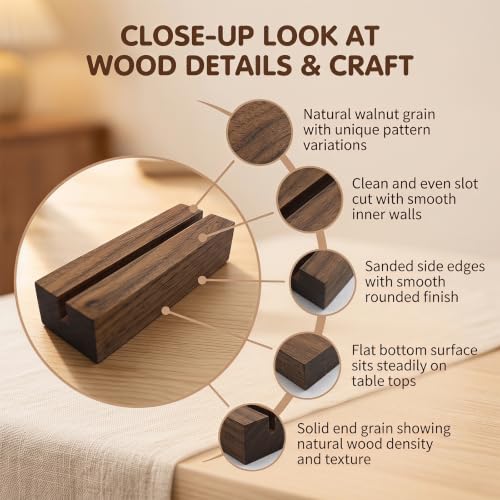 4 Pcs Wooden Place Card Holder - color: Black