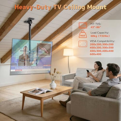 PUTORSEN Ceiling TV Mount for 43-86 Inch, Adjustable Full Motion Bracket - size: 43-86 Inch