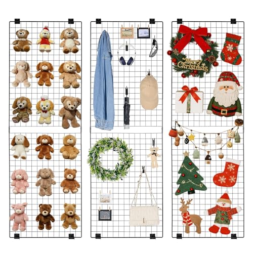 VEVOR 3 Packs Grid Wall Panels, 2 x 6 ft Wire Grid Panels Display Rack, Wall-Mounted Art Display Shelf, Black Carbon Steel Wall Hanging Gridwall for Craft Show, Decoration, Storage, Notice Board - size: 24.02 x 0.43 x 71.97 in