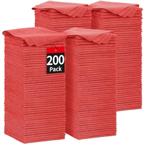 Microfiber Cleaning Cloth, 200 Pack Cleaning Rags, Red - color: Red, size: 200 Pack
