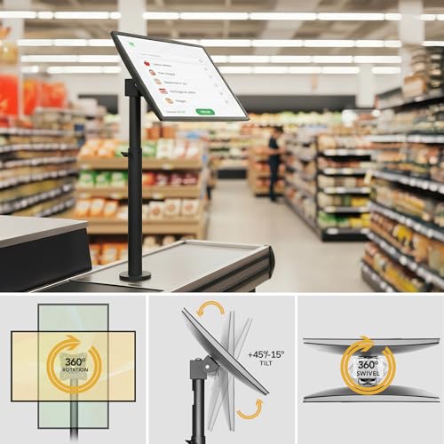 Mount-It! POS Monitor Mount for Retail Checkout & Reception Counters - Extra Tall Height Adjustable Pole with Secure Bolt-Down Base, VESA 75x75 & 100x100 Compatible - Fits 13–32” Monitors, 33 lbs - style: 20-32.3 Inches