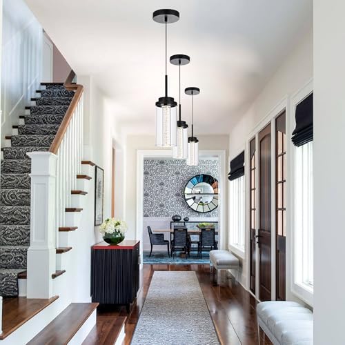 MELUCEE 3 Packs Modern LED Pendant Light Fixtures 5 Color Temperature - color: Black, size: 1-Light-3 Packs