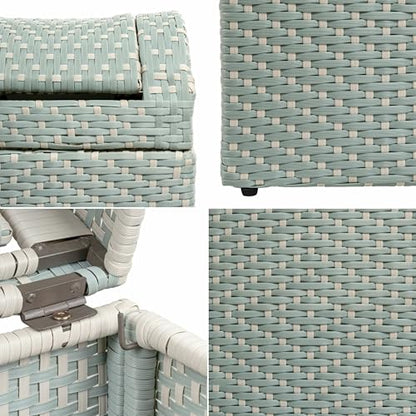 happimess Darla 13 Gal Outdoor Trash Can Swing Top, Mint Blue/White - color: Mint Blue/White, size: 13 Gallons