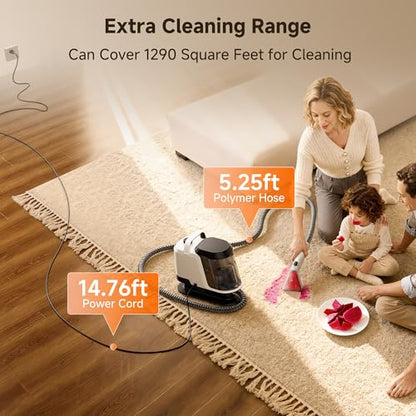 Uwant 18Kpa Upholstery Cleaner Machine with Pet Pro Cleaner&Tools Set of 1 - color: White-Cappuccino