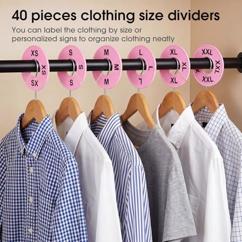 EBOOT 40 Pcs Clothing Size Dividers Closet Size Divider Hanger, Pink - color: Pink