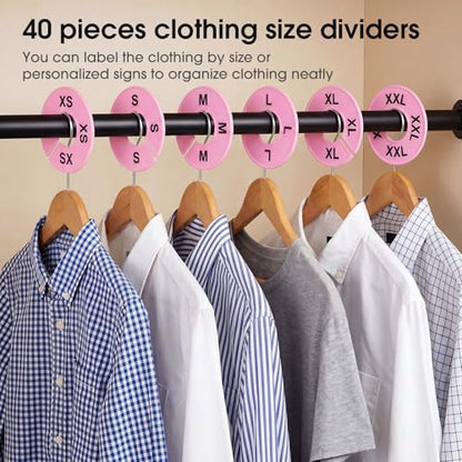 EBOOT 40 Pcs Clothing Size Dividers Closet Size Divider Hanger, Pink - color: Pink