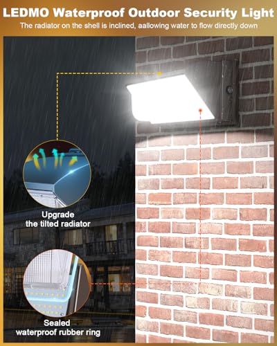 ledmo LED Wall Pack Light Size Update Dusk to Dawn Lighting 120W - size: 1 Pack With Photocell