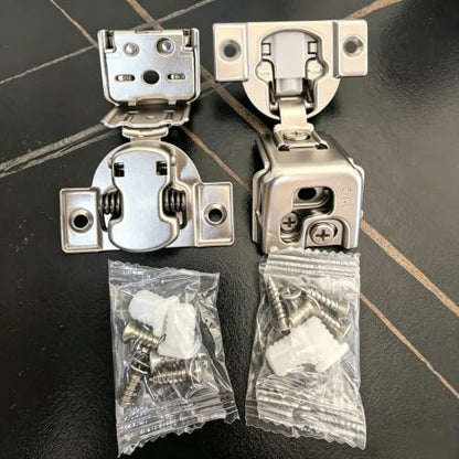 Soft‑Close 1‑1/2" Overlay Cabinet Hinges, 105 Degree 3D Adjustable Concealed Hinges, Satin Nickel Finish, for Face Frame Kitchen Cabinet Doors, 2‑Pack (1 Pair) - size: 1-1/2inch Overlay