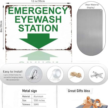 Emergency Eyewash Station Metal Sign 8 x 12 Inch