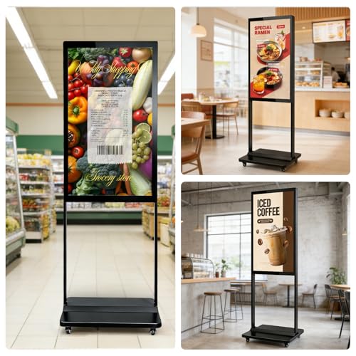 43" Digital Signage Display Kiosk Indoor Floor Standing Advertising Black - size: 43 Inch-Black