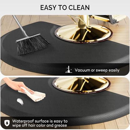 OmySalon 3ft x 4ft x 1/2inch Thick Salon Mat for Hair Stylist Anti Fatigue, Barber Floor Mat with Round Base, Hairdress Standing Matt Beauty Spa Barbershop Hairdressing Equipment - size: Semi-Circle 3'x4'x1/2''