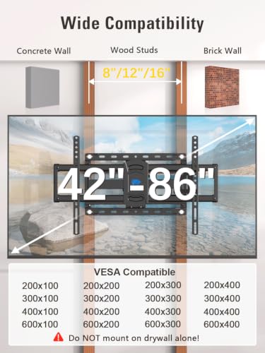 Mounting Dream Outdoor TV Mount Weatherproof TV Wall Mount for 42-86" TVs - size: For 42"-86" TV, 16" Studs