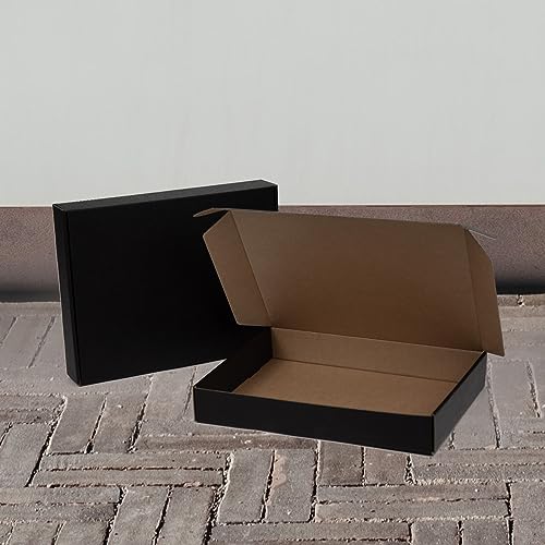 13x10x2 Inches Shipping Boxes Pack of 25, Packaging Corrugated Cardboard Mailer Boxes for Small Bussiness, Black - size: 13 x 10 x 2 inch