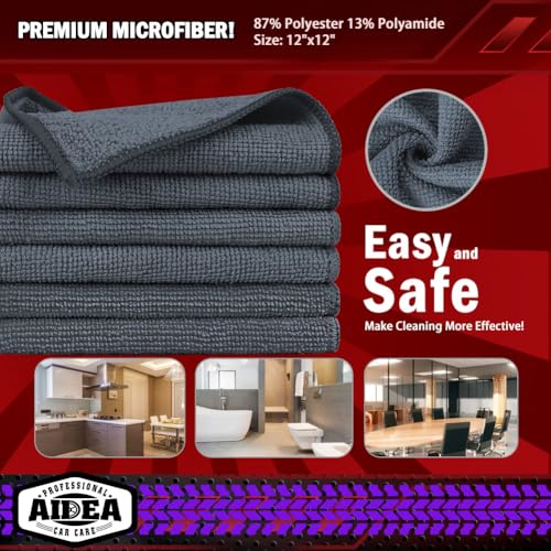 AIDEA Microfiber Cleaning Cloth Grey 10PK, Microfiber Towels 12"×12" - color: Grey, size: 10PK