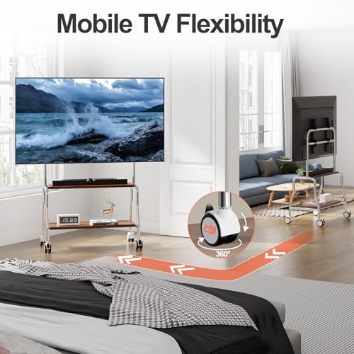 Easel Rolling TV Stand for 32-75" TVs, Stainless Steel TV Cart with Shelf - size: Style 2