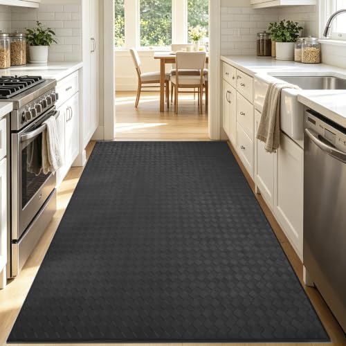 Kitchen Mats and Rugs Cushioned Anti-Fatigue, 47.2" x 70.9", Black - color: Black, size: 70.9"L x 47.2"W x 0.4"Th