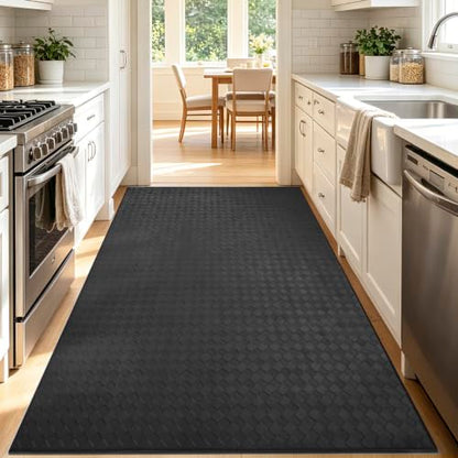 Kitchen Mats and Rugs Cushioned Anti-Fatigue, 47.2" x 70.9", Black - color: Black, size: 70.9"L x 47.2"W x 0.4"Th