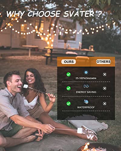 Svater 200 FT Outdoor String Lights for Outside Patio 104 Bulbs Waterproof - size: 200FT