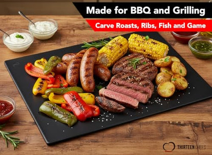 Thirteen Chefs Extra Large 24 x 18 Black Cutting Board - 1/2" Thick HDPE Plastic for Restaurants and Professional Kitchens - color: Black, size: 24"L x 18"W