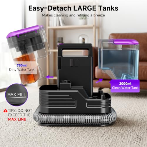 Portable Carpet Cleaner & Upholstery Cleaner Machine - 21Kpa Carpet Cleaner Machine, Self-Cleaning, Deep Cleaner for Pet Stains, Cars, Couch, Rug, Furniture with Dual Brush, Large Tank, Purple