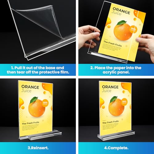 Acrylic Sign Holder 5x7, 11 Pack Clear TableTop Sign Holder-Sided, Plastic Flyer Display Holder with Vertical Base, Clear Flyer Stand Menu Table Display Holders for Restaurants Office Store Show Fair - color: Vertical 11 Pack 5x7