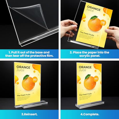 Acrylic Sign Holder 5x7, 11 Pack Clear TableTop Sign Holder-Sided, Plastic Flyer Display Holder with Vertical Base, Clear Flyer Stand Menu Table Display Holders for Restaurants Office Store Show Fair - color: Vertical 11 Pack 5x7