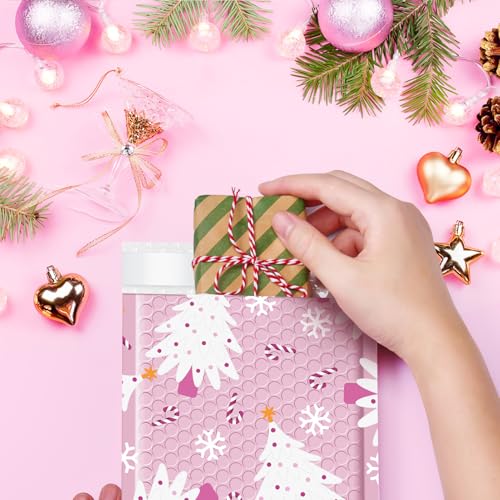 Metronic Christmas Bubble Mailers 6x10 Inch 50 Pack Cute Bubble Mailers - color: Pink Tree, size: 6x10" 50PC
