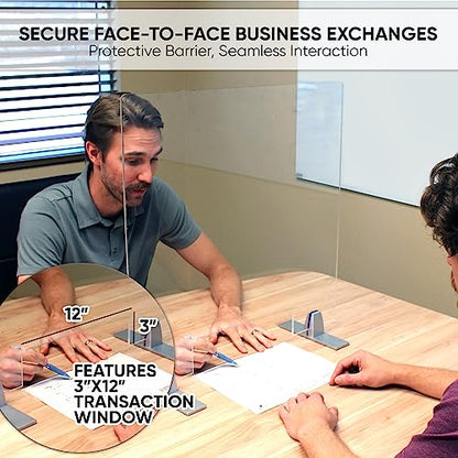 Plexiglass Table Top Sneeze Guard – Desk Divider for Students, Office, Transactions – Acrylic Shield | (24" x 24" with Cutout) - size: 24"H x 24"W Cutout