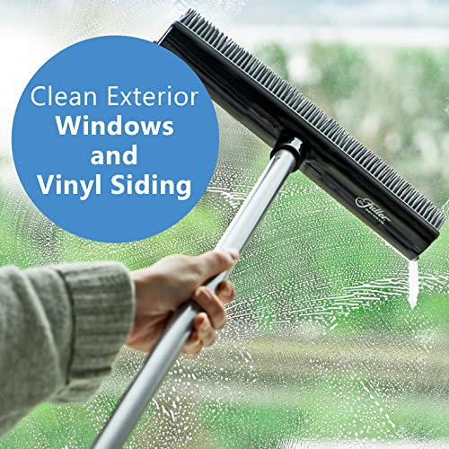 Fuller Brush Rubber Broom – for Carpets Floors Stairs Upholstery – Electrostatic Action Removes Pet Hair Lint Fuzz Dirt Particles – Built-in Squeegee Tackles Wet Messes (Complete Broom)