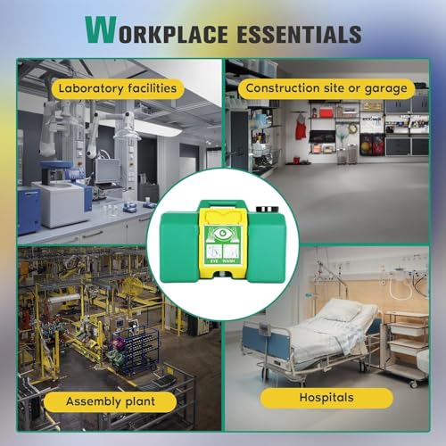Portable Eyewash Station 8 Gallon with Handle, OSHA Approved Eye Wash Station for Wall, Gravity Fed Emergency Eyewash Station for Construction Site Lab Garage, Self Contained 15 Minute Flush Kit