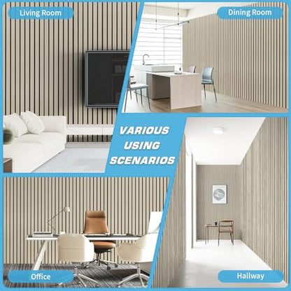Art3d Six-Grid Design Slim Slat Wall Panels, 104 x 12 Inch, 4-Pack, Oak - color: Six-Grid Oak