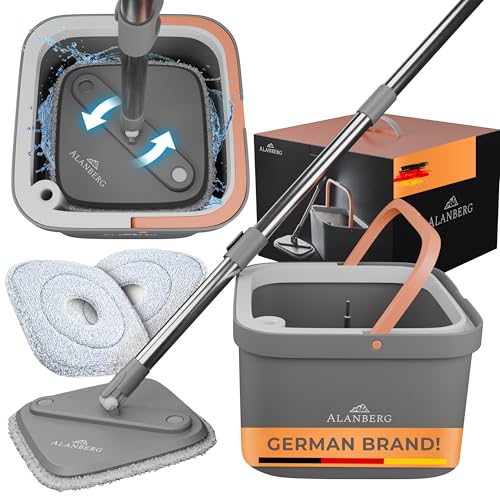 Mop and Bucket Set, Mops for Floor Cleaning, Spin Mop, Gray - color: Gray