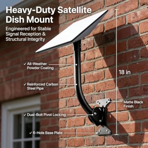 Wall Mount for Starlink Gen 3, Heavy Duty 19 Inch Adjustable Carbon Steel J-Mount with Pivot Base, Weatherproof Roof and Wall Mounting Bracket Compatible with Starlink Standard 4/4X/V3 Dish - size: Standard mount