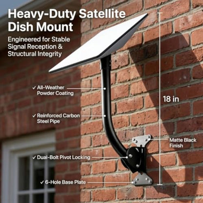 Wall Mount for Starlink Gen 3, Heavy Duty 19 Inch Adjustable Carbon Steel J-Mount with Pivot Base, Weatherproof Roof and Wall Mounting Bracket Compatible with Starlink Standard 4/4X/V3 Dish - size: Standard mount
