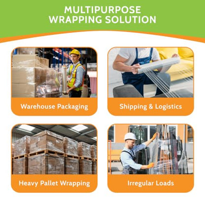PSBM Blown Stretch Film/Wrap, 1 Roll 12 Inch x 1500 Feet 80 Gauge Heavy Duty Ultimate Stretch Clear Plastic Wrap Industrial Strength Shrink Film for Moving, Packing & Shipping - 1 Pack,80 Gauge - size: 1 Pack, style: 80 Gauge